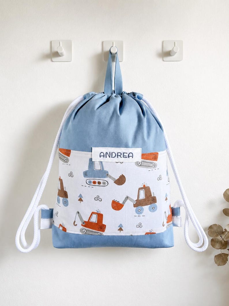 Personalized kindergarten bag with name | Cotton backpack for children | Personalized kindergarten bag | Nursery bag for kids image 4