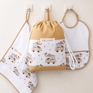 Personalized kindergarten bag with name | Cotton backpack for children | Personalized kindergarten bag | Nursery bag for kids image 6