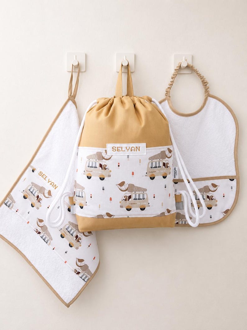 Personalized kindergarten bag with name | Cotton backpack for children | Personalized kindergarten bag | Nursery bag for kids image 6
