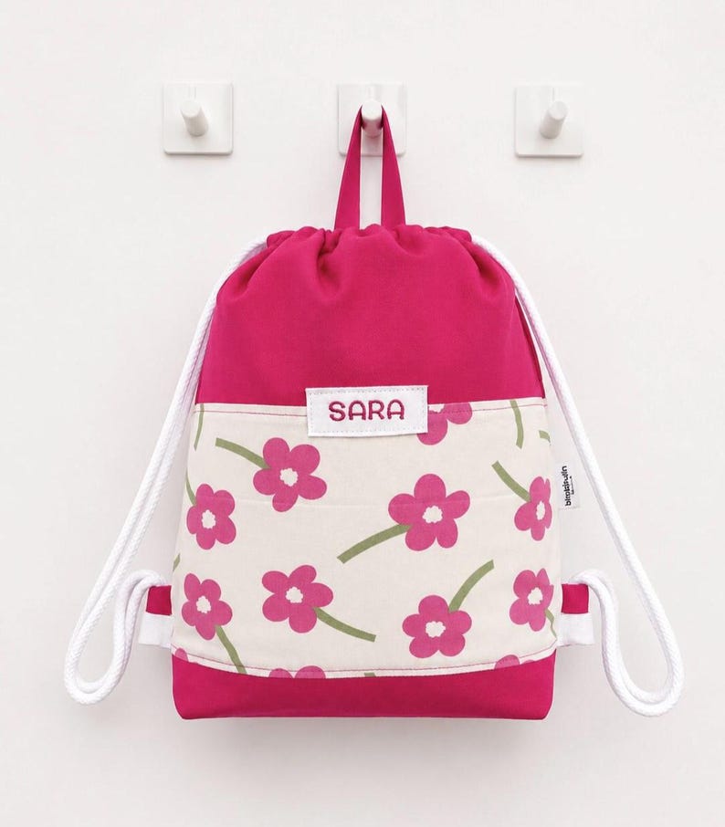 Personalized kindergarten bag with name | Cotton backpack for children | Personalized kindergarten bag | Nursery bag for kids image 3