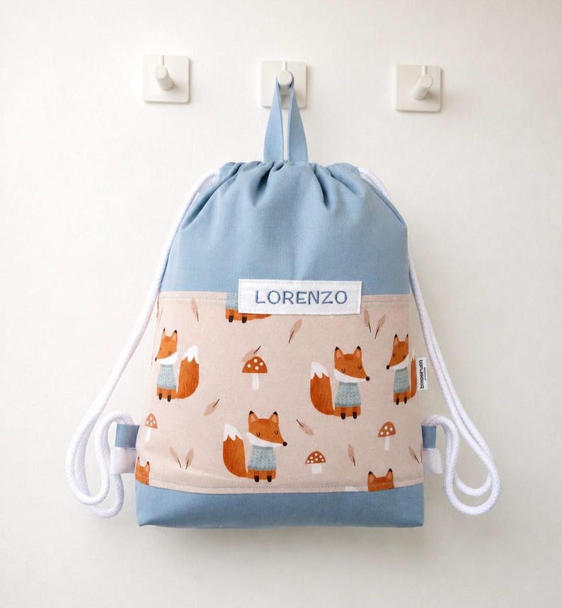 Personalized kindergarten bag with name | Cotton backpack for children | Personalized kindergarten bag | Nursery bag for kids image 8