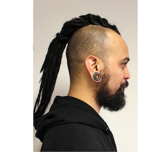 Small set of dreads for man mohawk, black dreads, 15 single dreads, 35cm, crochet, natural colors, natural look