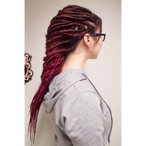 Full set of 40 dark red, twisted dreadlocks smooth dreads, 40cm, handmade, synthetic dreadlocks