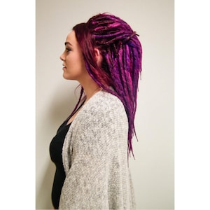 Full set of 40 purple violet, pink and red dreads, twisted dreadlocks, smooth dreads, 40cm, handmade, synthetic dreadlocks