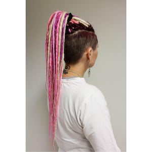 Half set of 25 bright pink and blonds dreads, twisted 40cm, handmade, perfect for summer look or festival, undercut or mohawk