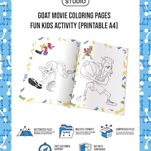 Målarbilder från filmen GOAT | Rolig barnaktivitet (utskrivbar A4) bild 1