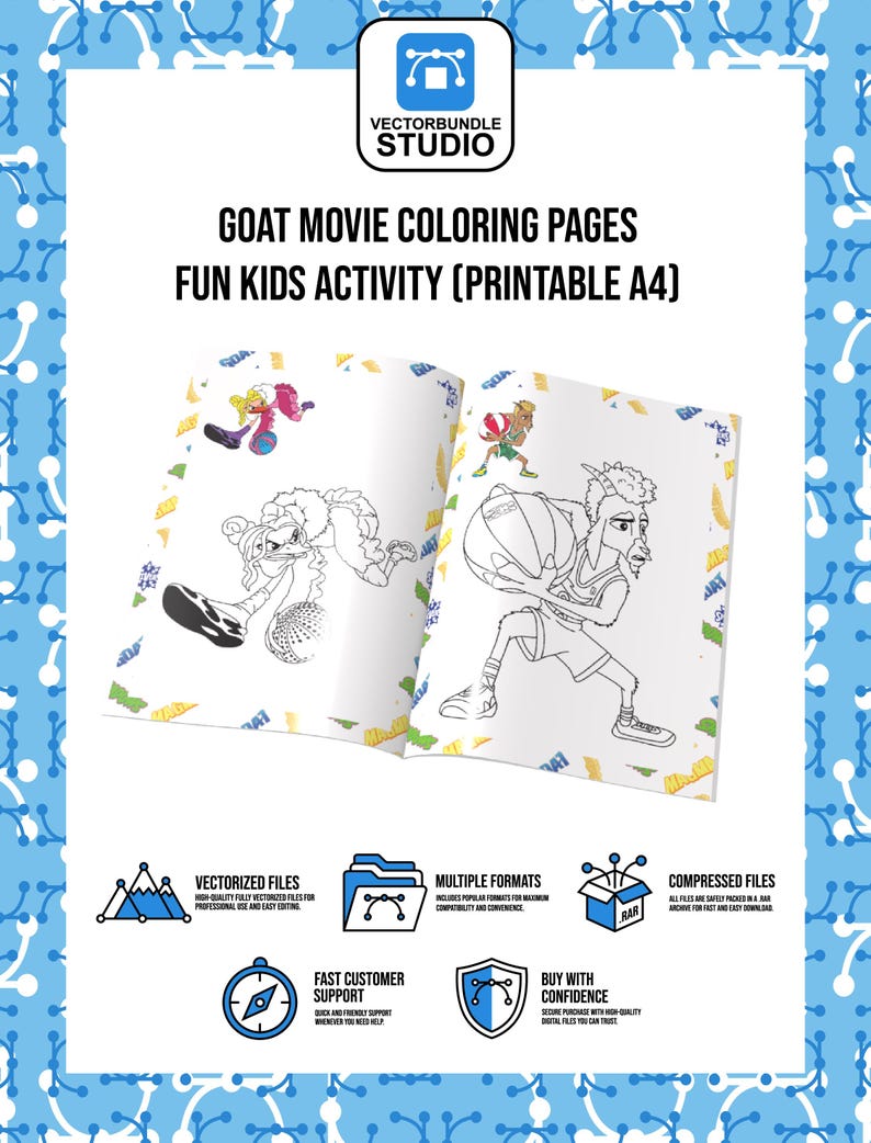Målarbilder från filmen GOAT | Rolig barnaktivitet (utskrivbar A4) bild 1