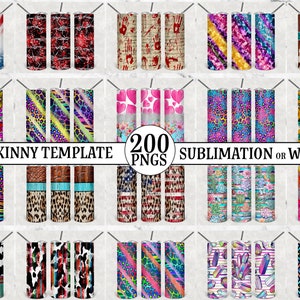 20oz Tumbler Sublimation Bundle, 20oz Skinny Bundle, Waterslide Bundle  20oz Skinny Tumbler Wraps Template PNG, 20oz Straight Tumbler