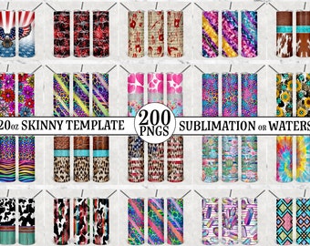 20oz Tumbler Sublimation Bundle, 20oz Skinny Bundle, Waterslide Bundle  20oz Skinny Tumbler Wraps Template PNG, 20oz Straight Tumbler