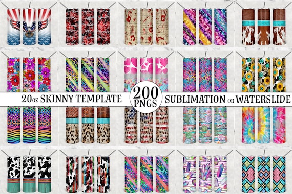 20oz Tumbler Sublimation Bundle, 20oz Skinny Bundle, Waterslide Bundle  20oz Skinny Tumbler Wraps Template PNG, 20oz Straight Tumbler