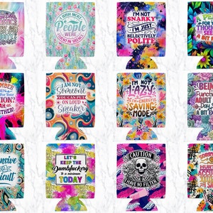 Design sublimation de porte-canette sarcastique, lot de glacières amusantes, sublimation glacière de canettes pour adultes, supports sarcasmes, porte-canettes en néoprène