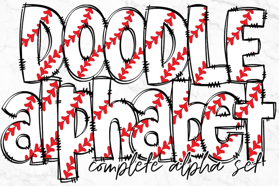 Baseball Doodle Alphabet PNG, Alphabet Letters PNG Bundle, Hand Drawn ...
