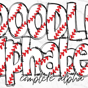 BaseBall Doodle Alphabet PNG, Alphabet Buchstaben PNG Bundle, Handgezeichnete Kritzeleien, Sublimation Alpha Set Designs PNG, Sublimation Alphabet