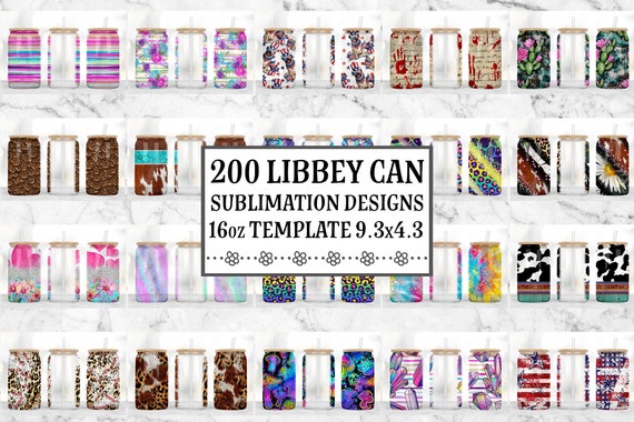 16oz Libbey Glass Can Tumbler Sublimation Designs, Glass Can Wrap png, Libbey Can Template, 16oz Libbey Wrap PNG
