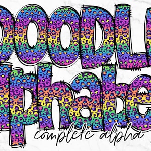 Doodle Alfabeto PNG, Pacote de Letras do Alfabeto PNG, Doodles Desenhados à Mão, Conjuntos Alfa de Sublimação PNG, Alfabeto de Sublimação