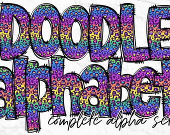 Doodle Alphabet PNG, Alphabet Buchstaben PNG Bundle, handgezeichnete Kritzeleien, Sublimation Alpha Set Designs PNG, Sublimation Alphabet