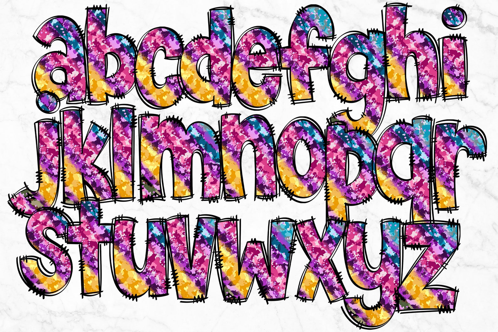 Doodle Alphabet PNG Alphabet Letters PNG Bundle Hand Drawn - Etsy