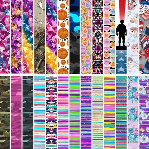 May include: A collection of 40 digital paper designs featuring various patterns, including camouflage, stripes, hearts, stars, flowers, and basketballs. The designs are in a variety of colors, including red, white, blue, green, pink, and yellow.