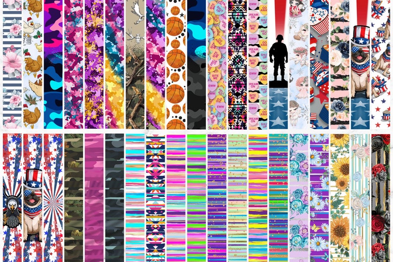 May include: A collection of 40 digital paper designs featuring various patterns, including camouflage, stripes, hearts, stars, flowers, and basketballs. The designs are in a variety of colors, including red, white, blue, green, pink, and yellow.