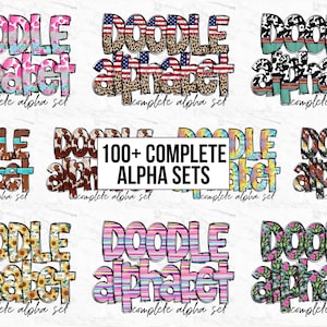 Scarabocchio floreale alfabeto PNG, pacchetto di lettere dell'alfabeto PNG, scarabocchi disegnati a mano, set di disegni alfabetici a sublimazione PNG, alfabeto a sublimazione