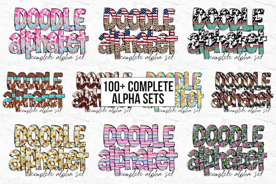 Floral Doodle Alphabet PNG, Alphabet Letters PNG Bundle, Hand Drawn Doodles, Sublimation Alpha Set Designs PNG , Sublimation Alphabet