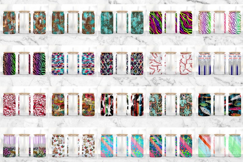 Puede incluir: Treinta y seis dise&ntilde;os diferentes para vasos reutilizables de acero inoxidable de 20 onzas con una pajita. Los vasos son transparentes y los dise&ntilde;os son coloridos y vibrantes. Los dise&ntilde;os incluyen patrones geom&eacute;tricos, estampados de animales y dise&ntilde;os abstractos.
