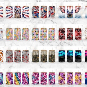 May include: A collection of 20 different designs for 12 oz. can coolers. The designs include patriotic themes, animals, sports, and abstract patterns. The can coolers are made of neoprene and have a zipper closure.