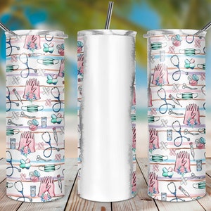 Seamless Nurse Add your own text Tumbler Sublimation Design, Nurse life 20oz Skinny Tumbler Wraps Template PNG, 20oz Straight Tumbler
