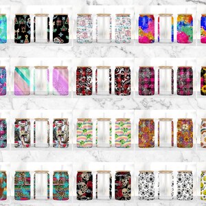 Puede incluir: Un conjunto de 40 dise&ntilde;os de sublimaci&oacute;n para vasos delgados de 20 oz. Los dise&ntilde;os presentan una variedad de patrones, que incluyen florales, geom&eacute;tricos y abstractos. Los vasos son transparentes y tienen una pajita.