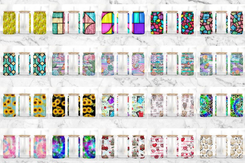 Puede incluir: Un conjunto de 40 dise&ntilde;os diferentes para vasos skinny de 20 oz. Los dise&ntilde;os incluyen varios patrones, colores y temas, como geom&eacute;trico, floral y abstracto.