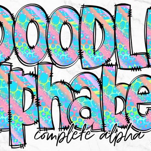 Doodle Alfabeto PNG, Pacote de Letras do Alfabeto PNG, Doodles Desenhados à Mão, Conjuntos Alfa de Sublimação PNG, Alfabeto de Sublimação