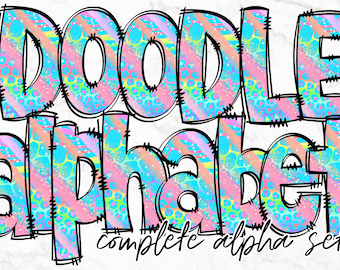 Doodle Alphabet PNG, Alphabet Letters PNG Bundle, Hand Drawn Doodles, Sublimation Alpha Set Designs PNG , Sublimation Alphabet