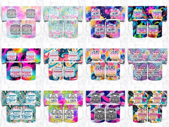 Sarcastic 11 oz Mug Sublimation Designs Bundle, Funny 11oz Coffee Cup Sublimation , Cheeky Coffee Mug Sarcasm Sublimation Files, Mug Designs