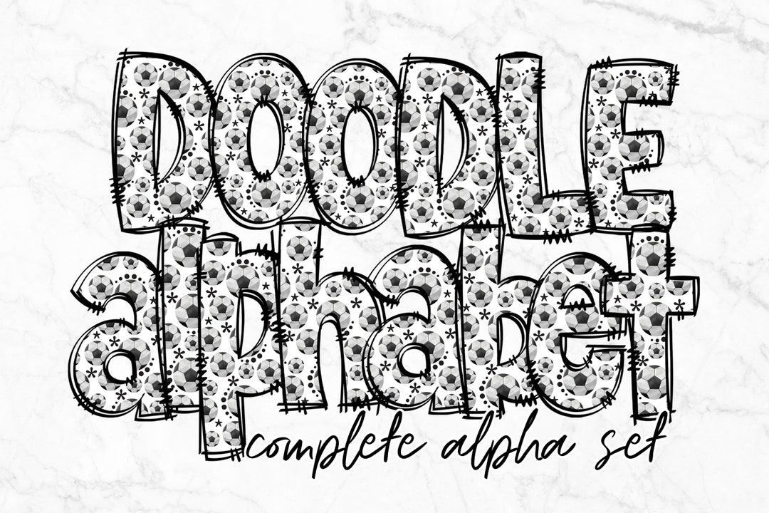 Soccer Doodle Alphabet PNG, Alphabet Letters PNG Bundle, Hand Drawn ...