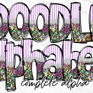 Doodle Alphabet PNG, Paquete PNG de letras del alfabeto, Garabatos dibujados a mano, Diseños de conjuntos alfa de sublimación PNG, Alfabeto de sublimación