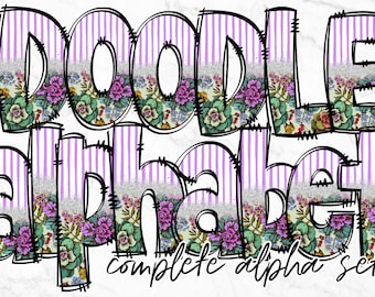 Doodle Alphabet PNG, Alphabet Buchstaben PNG Bundle, handgezeichnete Kritzeleien, Sublimation Alpha Set Designs PNG, Sublimation Alphabet