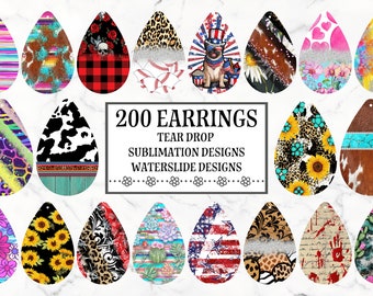 Artistic Folk Flair: Sublimation Teardrop Earrings