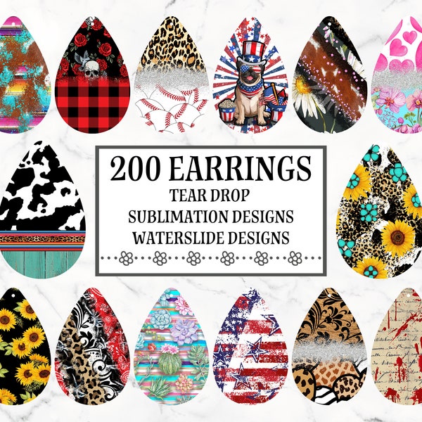 Tear Drop Earring Sublimation Design Bundle, Earring Bundle, Sublimation Earring Blanks Designs, Teardrop Earring Designs