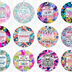 Sarcastic Air Freshener Sublimation Design Bundle, Funny Air Freshener Bundle, Cheeky Round Air Freshener, Sarcasm Design, Car Coaster
