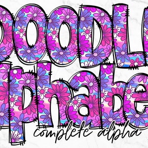 Floral Doodle Alphabet PNG, Alphabet Letters PNG Bundle, Hand Drawn Doodles, Sublimation Alpha Set Designs PNG , Sublimation Alphabet