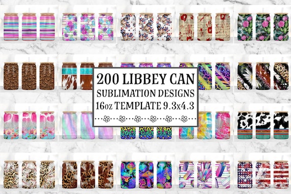 16oz Libbey Glass Can Tumbler Sublimation Designs, Glass Can Wrap png, Libbey Can Template, 16oz Libbey Wrap PNG