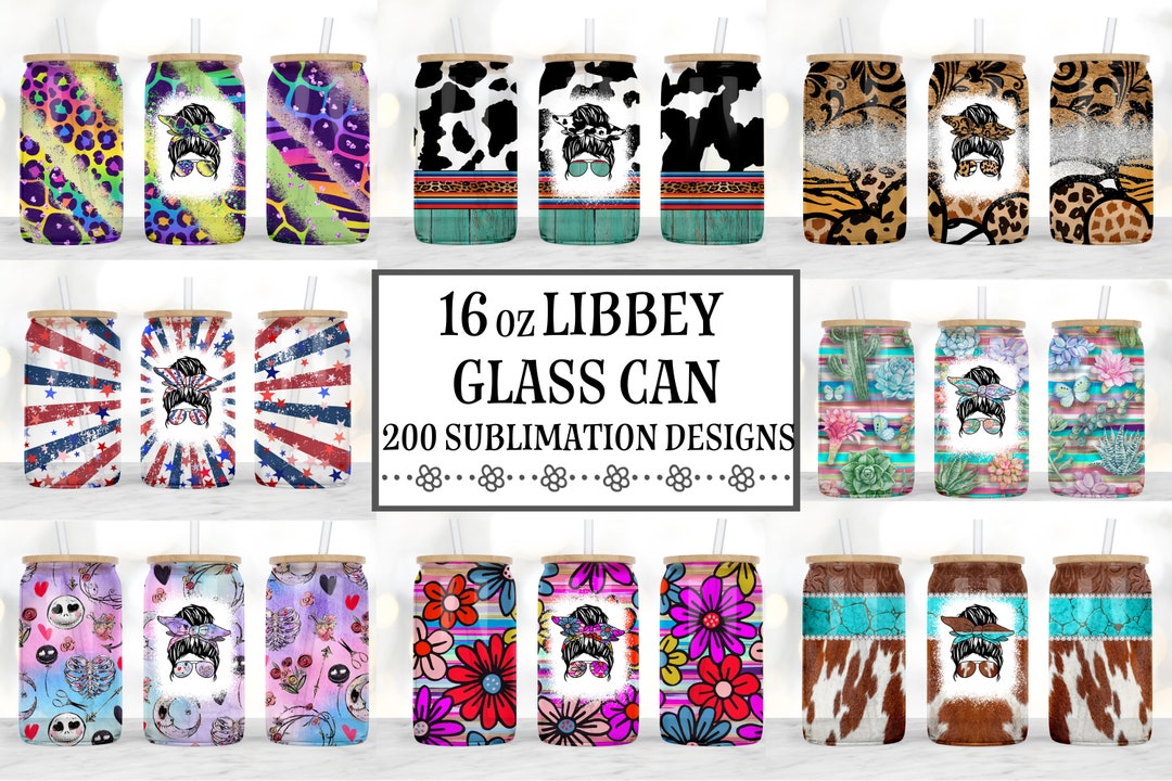 16oz Libbey Glass Can Tumbler Sublimation Designs, Glass Can Wrap Png ...