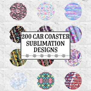 Car Coaster Bundle, Car coaster Sublimation Designs, Car Coaster Designs, round sublimation design, Instant download