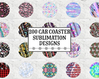Car Coaster Bundle, Car coaster Sublimation Designs, Car Coaster Designs, round sublimation design, Instant download