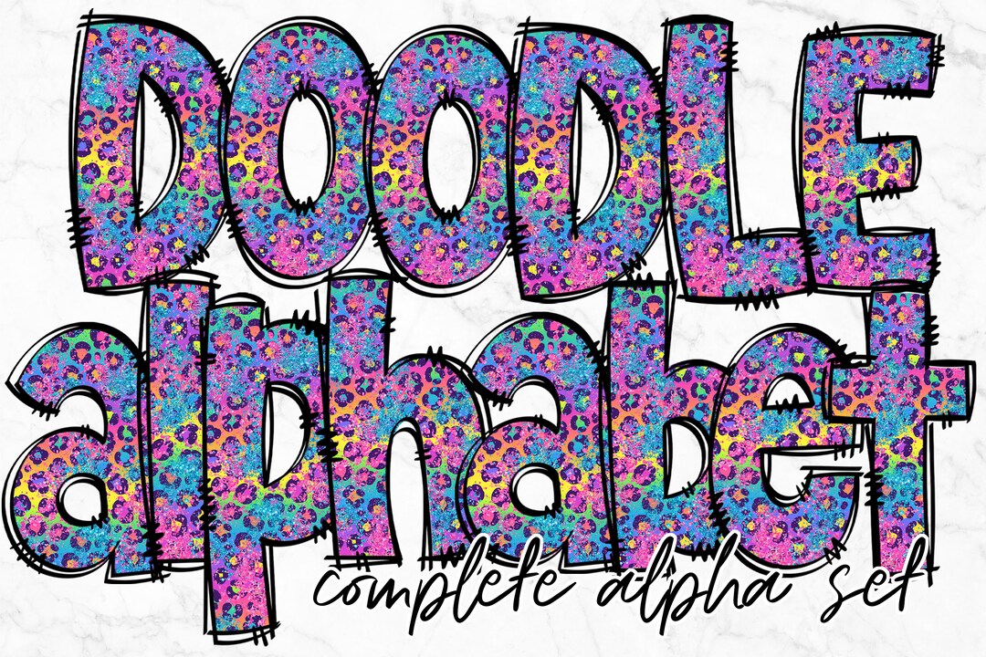 Doodle Alphabet PNG, Alphabet Letters PNG Bundle, Hand Drawn Doodles