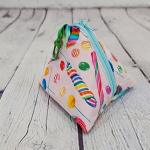 Pyramid Zipper Pouch, Triangle Pouch, Small Zipper Pouch, Pouch with Swivel Clasp