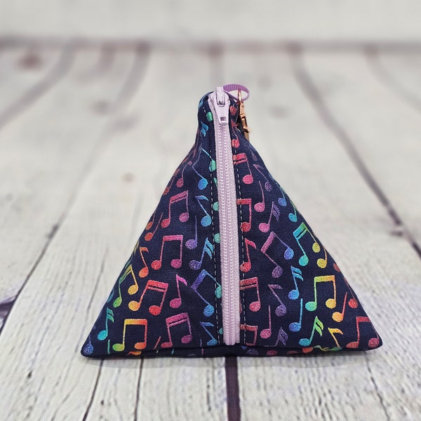 Pyramid Zipper Pouch, Triangle Pouch, Small Zipper Pouch, Pouch with Swivel Clasp
