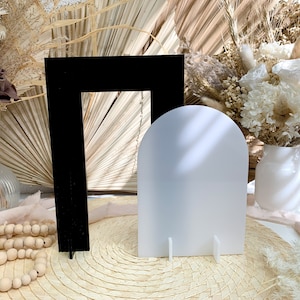 Letrero acrílico de mesa en blanco con doble arco - Arco rectangular + Letrero de arco