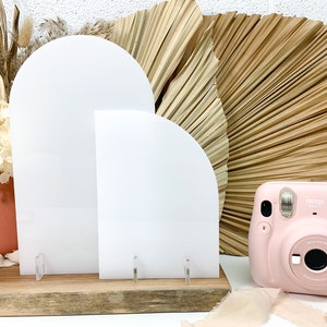 Letrero de mesa acrílico en blanco de doble arco