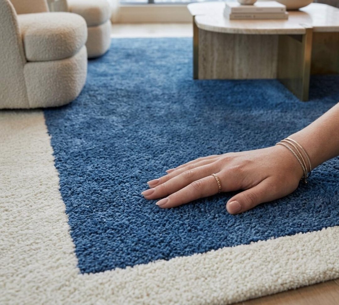 Light Blue Two-tone the Metropolis Azure | Hand-tufted Bordered ...